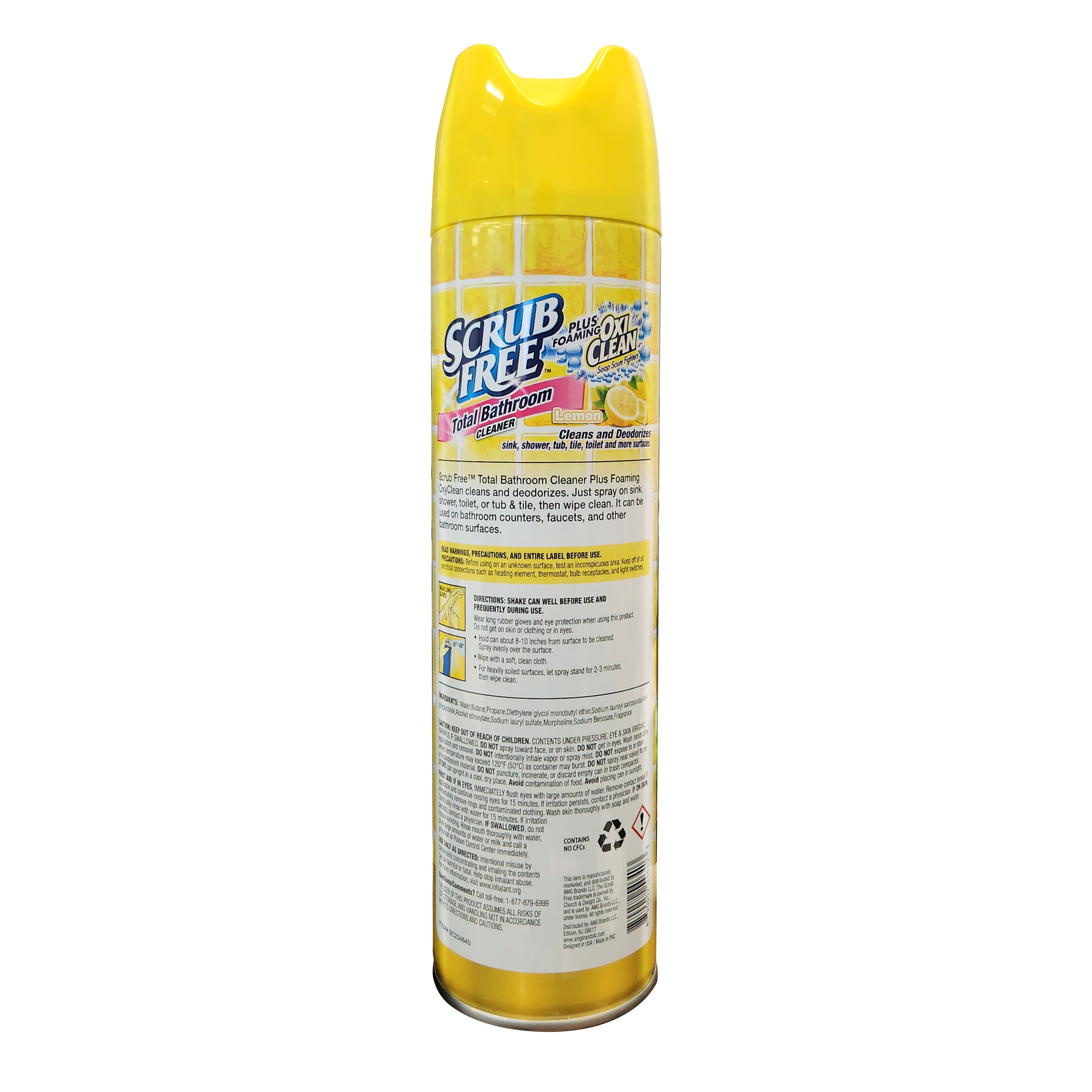 (2 pack) Scrub Free Bathroom Cleaner, Tough Stains & Grime, Lemon Scent with Oxi Clean, 22 oz Foaming Spray