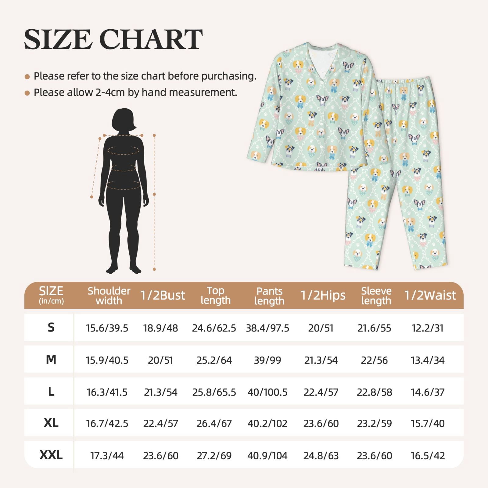 Vvfelixl Women's Bernedoodle Dog Pajama Set – Long Sleeve 2-Piece Soft PJ Set, Sizes S-XXL
