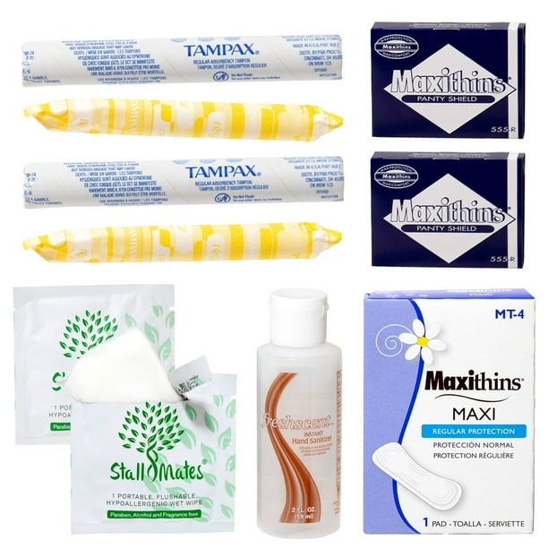 Wholesale Tampon Feminine Hygiene and Toiletries Kit Bulk Case of 48