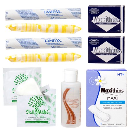 Wholesale Tampon Feminine Hygiene and Toiletries Kit - Bulk Case of 48 Kits