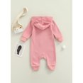 thumbnail image 5 of Seyurigaoka Baby Girl Hooded Romper, Long Sleeve Long Zipper Ear Decor Jumpsuit, 5 of 10