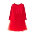thumbnail image 2 of Huowey Toddler Girls Tutu Dresses Long Sleeve Round Neck Patchwork Elegant Dress Holiday Party Dance Dailywear Clothes,Red,4-5 Years, 2 of 4