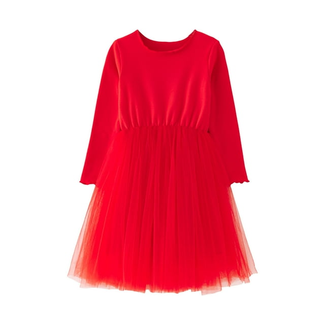 Robe de Fête à Manches Longues pour Filles Tout-Petits Robes de Danse Vêtements