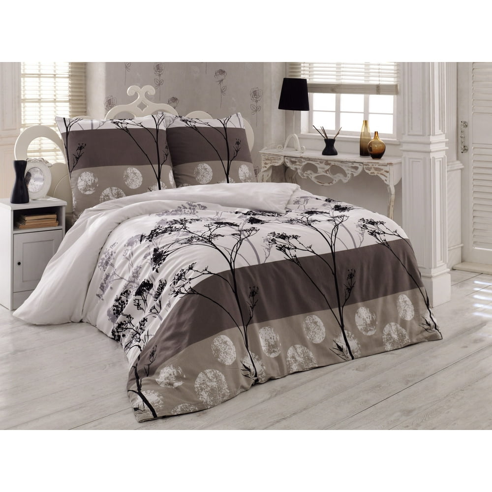 Hypoallergenic Reversible Cotton Black Duvet Cover Set, Home Decor