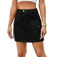 thumbnail image 2 of Women Cargo Mini Skirt Denim Jean Dress with Pocket Black S, 2 of 9