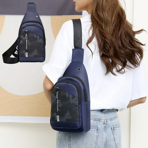 WIZUTIZ Small Sling Bag Crossbody Chest Shoulder Water Sling Purse One Strap Travel Bag For Men Women Boys With Earphone Hole for Men Womens Chest Bags Men's Chest Bags Chest Bags Womens Men's Blue
