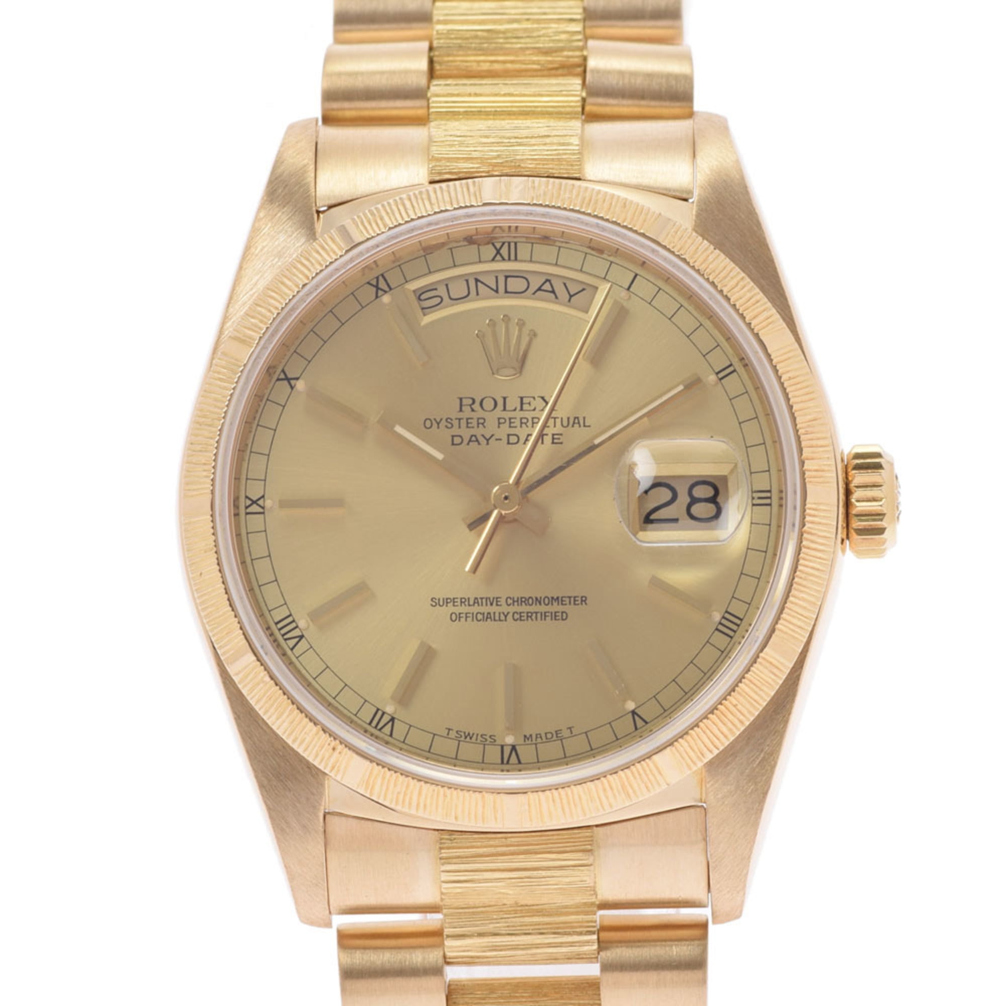 forsendelse overliggende bestyrelse Authenticated Used ROLEX Rolex Day Date Bark Finish 18078 Men's YG Watch  Automatic Champagne Dial - Walmart.com