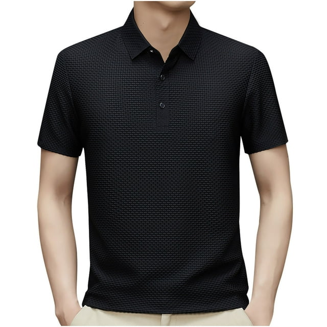 cfhntfmh Mens Golf Shirt Casual Soft Business Work T-Shirts Quick Dry Breathable Collared Short Sleeve Button Tshirts Basic Tee