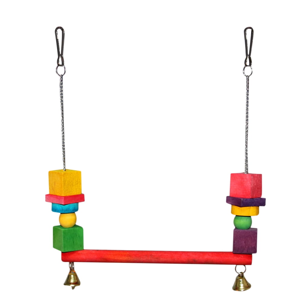 Bird Playing Wood Swing Standing Swing Parrot Hanging Stand Toy Bite