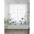 thumbnail image 2 of Sheer Curtains 2 Panels Set, Purple Flower Watercolor White Flowers Bird Country Window Sheer Curtains for Living Room/Bedroom, Light Filtering Rod Pocket Voile Drapes, 52" W x 63" L, 2 of 7