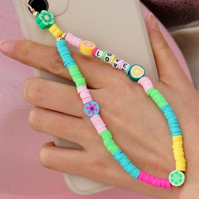 28cm Mobile Phone Lanyard Strap Charm Boho Ornament Iphone Straps Bead Hanging Chain Neck Accessory Mobile Phone AccessoryRussian Federation He Qiyong unisex