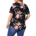 thumbnail image 3 of Agnes Orinda Women's Plus Size Blouse V Neck Floral Print Short Sleeve Casual Top Blouses Tops 4X Black, 3 of 6