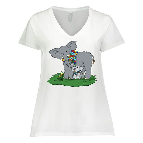Inktastic Autism Support Elephants Women's Plus Size V-Neck T-Shirt