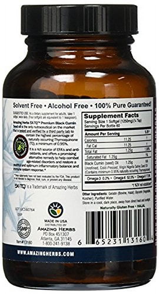 Black Seed Oil - 1250 mg - 60 Softgel Capsules - image 4 of 6