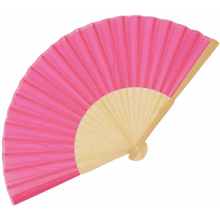 12 Pack Handheld Folding Fan White Paper & Bamboo Foldable Folding