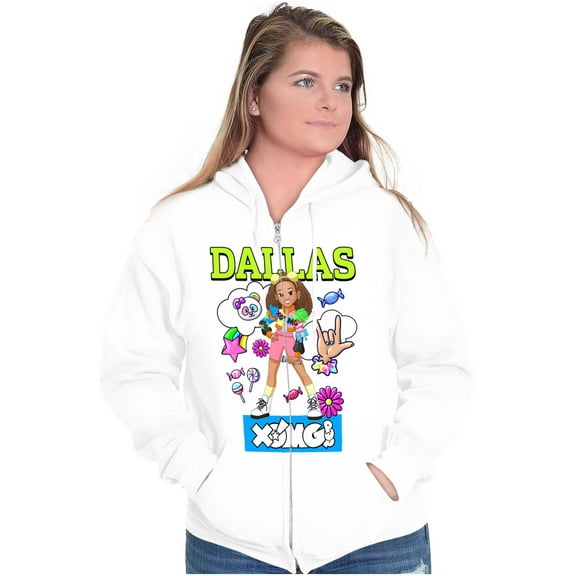 XOMG POP Dallas Popstar Dream Cartoon Women Plus Size Zipper Hoodie Brisco Brands 2X
