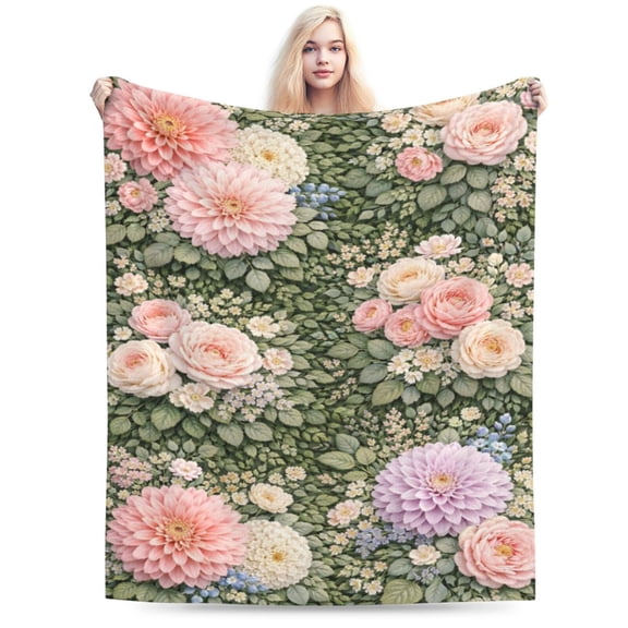 Vintage Floral Garden Pattern Throw Blanket, Soft Decorative Blanket for Sofa Couch Bed Home Décor 50x40