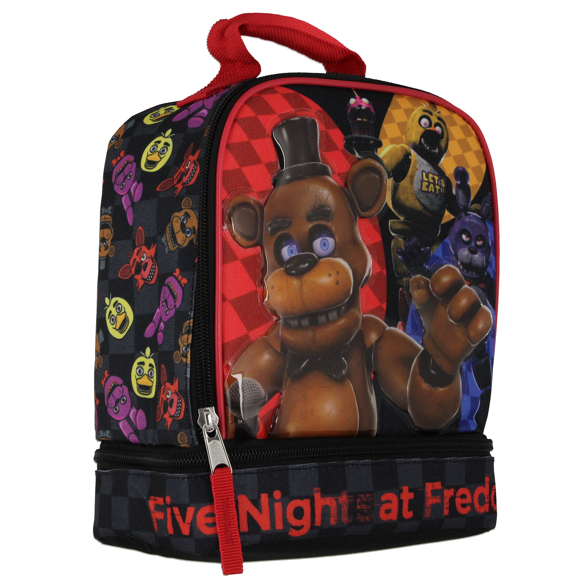 Five Nights At Freddy's Let's Eat Dual Compartment Insulated Soft Lunch Bag Tote Bag 10"