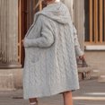 thumbnail image 3 of Fgvctg Womens Long Cardigan Sweaters Open Front Long Sleeve Cable Knit Cardigan Sweater Fuzzy Button Down Oversized Hooded Sweaters Coats with Pockets Light Gray S, 3 of 4
