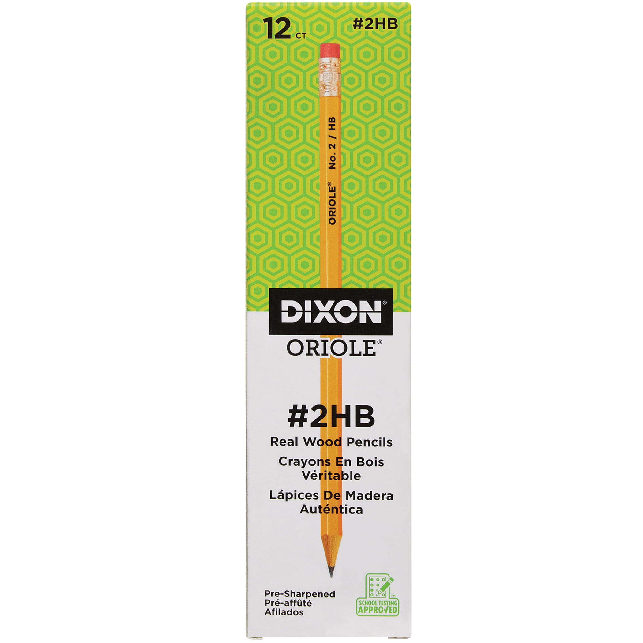 Dixon Oriole Wood-Cased Pencils, #2 HB Soft, Pre-Sharpened, Yellow, 12 Per Pack, 6 Packs