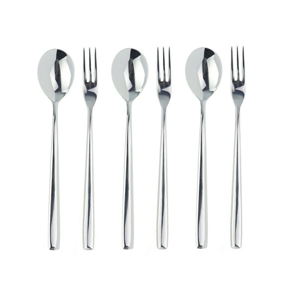 Modern Wave Afternoon High Tea Stainless Steel 6-Piece Spoon and Fork Set Made in Korea