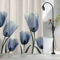 thumbnail image 2 of Blue Tulip Fabric Shower Curtain Flower Plant Beige Washable Shower Curtains for Bathroom, Waterproof Bath Curtain with Hooks Home Decor 36x72in, 2 of 8
