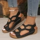 thumbnail image 2 of Sandalias de Cuña de las Mujeres Casuales Moda Verano Color Sólido Fondo Grueso Playa Boca de Pescado Corte Cuña Tacón Bajo Sandalias de las Mujeres con Correa Trasera Correa Elástica, 2 of 9