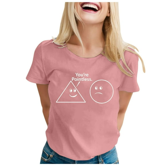 TSADFHJI Turtle Neck Tops for Women Ladies' Stylish You'Re Pointless T Shirt with Round Neck and Short Sleeves Xl Rose Gold