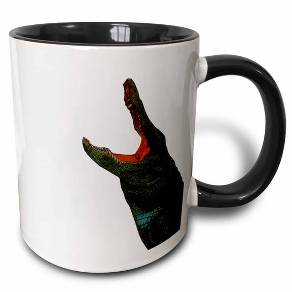 3drose, Open Mouthed Alligator, 15oz Two-tone Black Mug