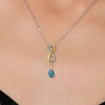 thumbnail image 3 of 925 Silver and 10K Yellow Gold London Blue Topaz and White Lab Grown Diamond Pendant Necklace for Women | 0.94 Cttw | Gemstone November Birthstone | Pear Shape 8X5MM | With 18 inch Chain, 3 of 6