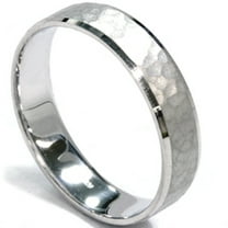 Pompeii Mens 5mm White Gold Hammered Wedding Band (,)