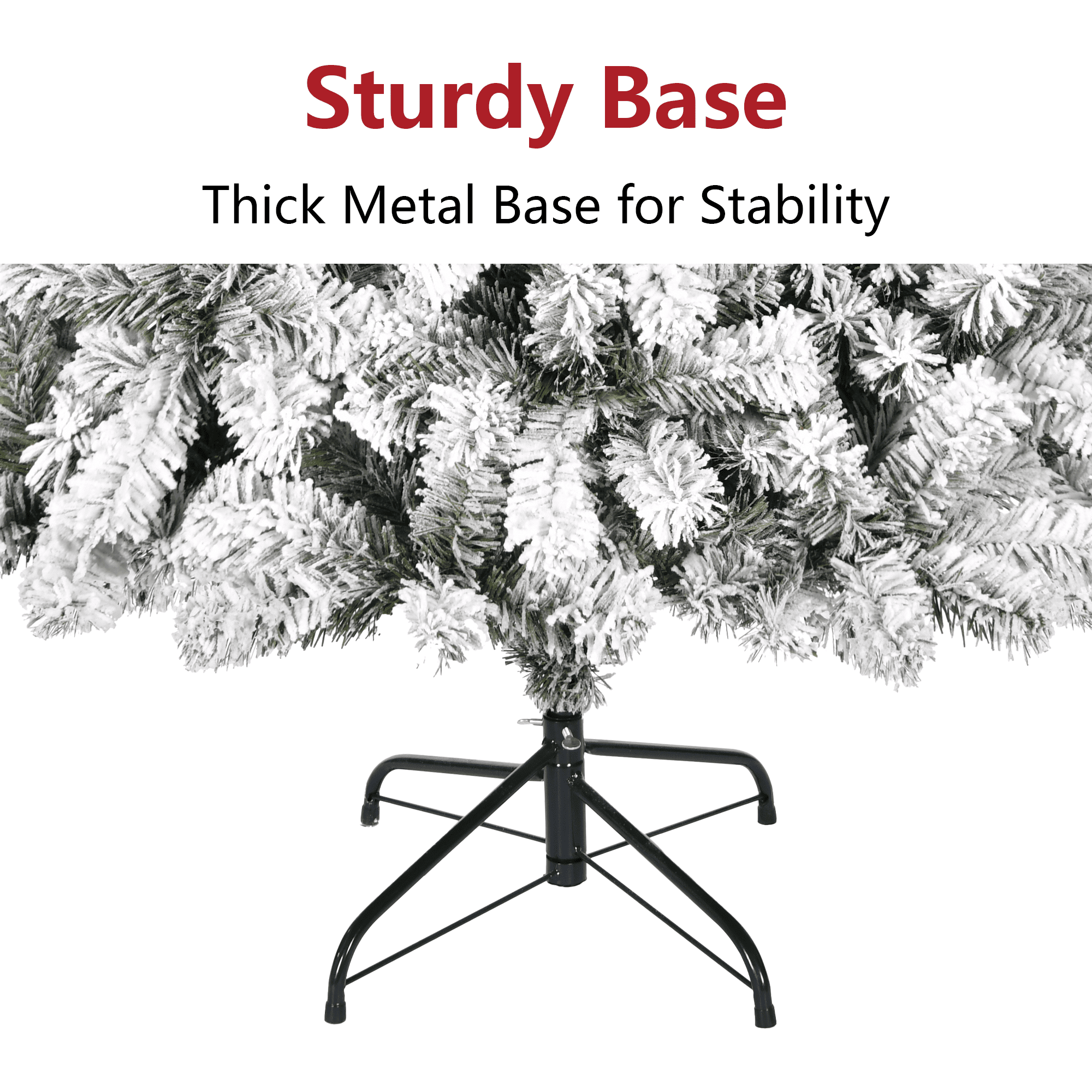 Furnibear 7.5ft Flocked Christmas Tree, 1405 Branch Tips Unlit Artificial Tree with Auto-Shaping