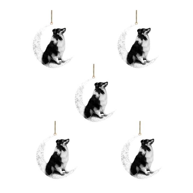 Iron Art Siéntese en la luna Lovely Dog Moon Ornament para los amantes de los perros Christmas Tree Pendent 5PC Wmkox8yii gf6369