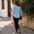 thumbnail image 5 of Stralyhd Jean Jacket Women Long Sleeve Fall Colored Denim Jacket Short Lapel Jean Coats Light Button Down Denim Shirt with Chest Pockets Light Blue L, 5 of 6