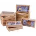 thumbnail image 1 of 12 cajas de regalo de cartón kraft marrón con cajón, caja de regalo de plástico con tapa y ventana transparente de PVC., 1 of 9