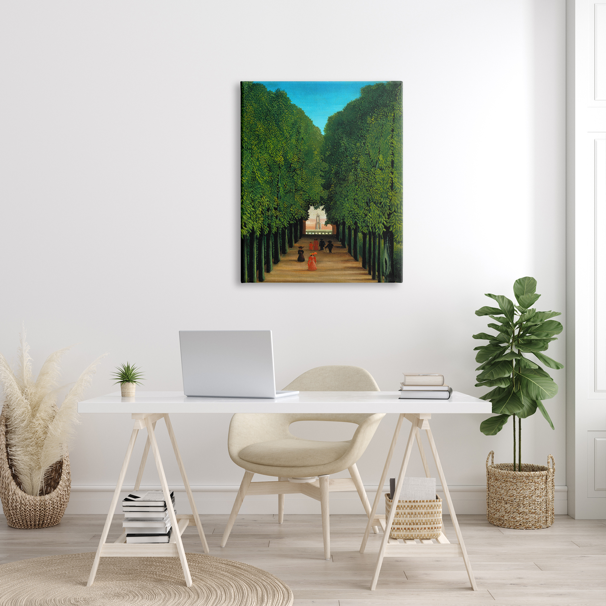 Stupell Industries Avenue in Park at Saint Cloud Henri Rousseau Classical Painting Painting Gallery Wrapped Canvas Print Wall Art, Design by one1000paintings
