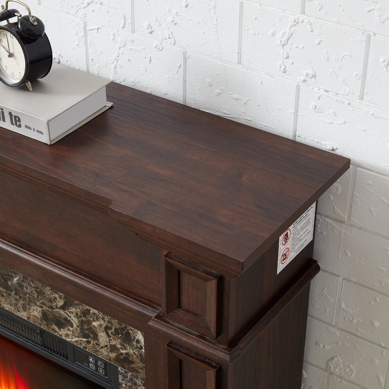 Electric Fireplace with Mantel, Fireplace Mantel, Fireplace Heater Freestanding, Realistic Stacked Stone Surround with Remote Control Timer LED Flame, Cherry Color