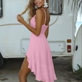 thumbnail image 6 of LNWUY Summer Dress for Women Spaghetti Strap Deep V Neck Dresses Vintage Boho Dress Solid Color Sleeveless Lace Trim Dress Pink XL, 6 of 6