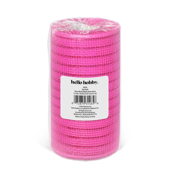 Hello Hobby Deco Mesh for Crafts, Ribbons and Decorations, Hot Pink, 5.5 in x 10 yd