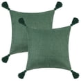 thumbnail image 2 of Juego de fundas de cojín de lino con flecos REGALWOVEN, 2 piezas, fundas de almohada para sofá con diseño de borlas verde 18" x 18", 2 of 6