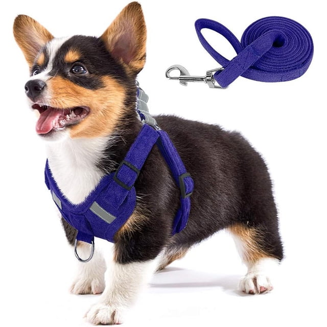 Arnés para perros de tela de gamuza suave al tacto, chaleco para mascotas, arnés reflectante ajustable que no tira para cachorros, perros pequeños y medianos