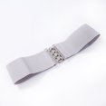 thumbnail image 2 of Women's Elastic Stretch Wide Vintage Waist Belt Silver Buckle Elastic Stretch Cinch Belt, 2 of 6