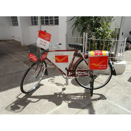 LAMINATED POSTER Postman Bike Bicycle Cycle Bike India Post Office Poster Print 24 x (Best Bike For College Students In India 2019)