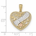 thumbnail image 2 of 14k Two Tone Gold, White Rhodium GRANDMA In Filigree Heart with Flower, Leaf Design Charm Pendant, 2 of 3