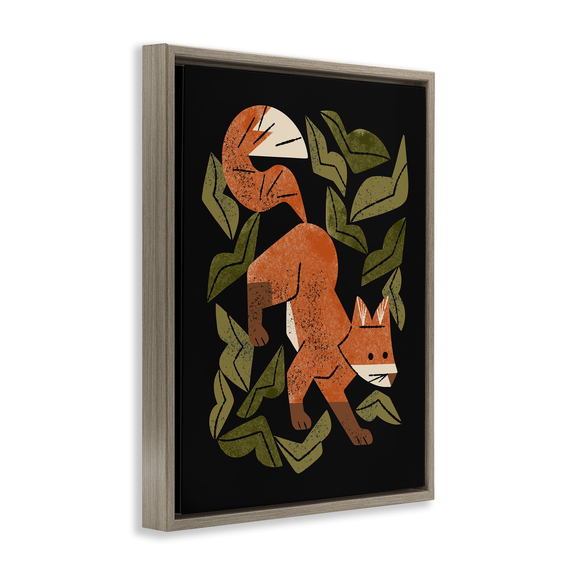 Stupell Industries Fox In The Brush Brown Framed Floater Canvas Wall Art, design by Renea L. Thull