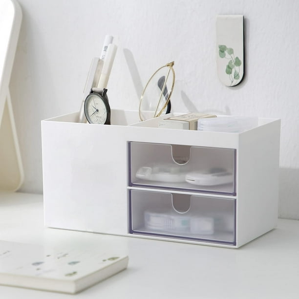 Caja de almacenamiento de escritorio con 4 compartimentos multifuncionales, organizador de escritorio multiusos, portalápices, organizador de suministros de oficina Sailing Electrónica