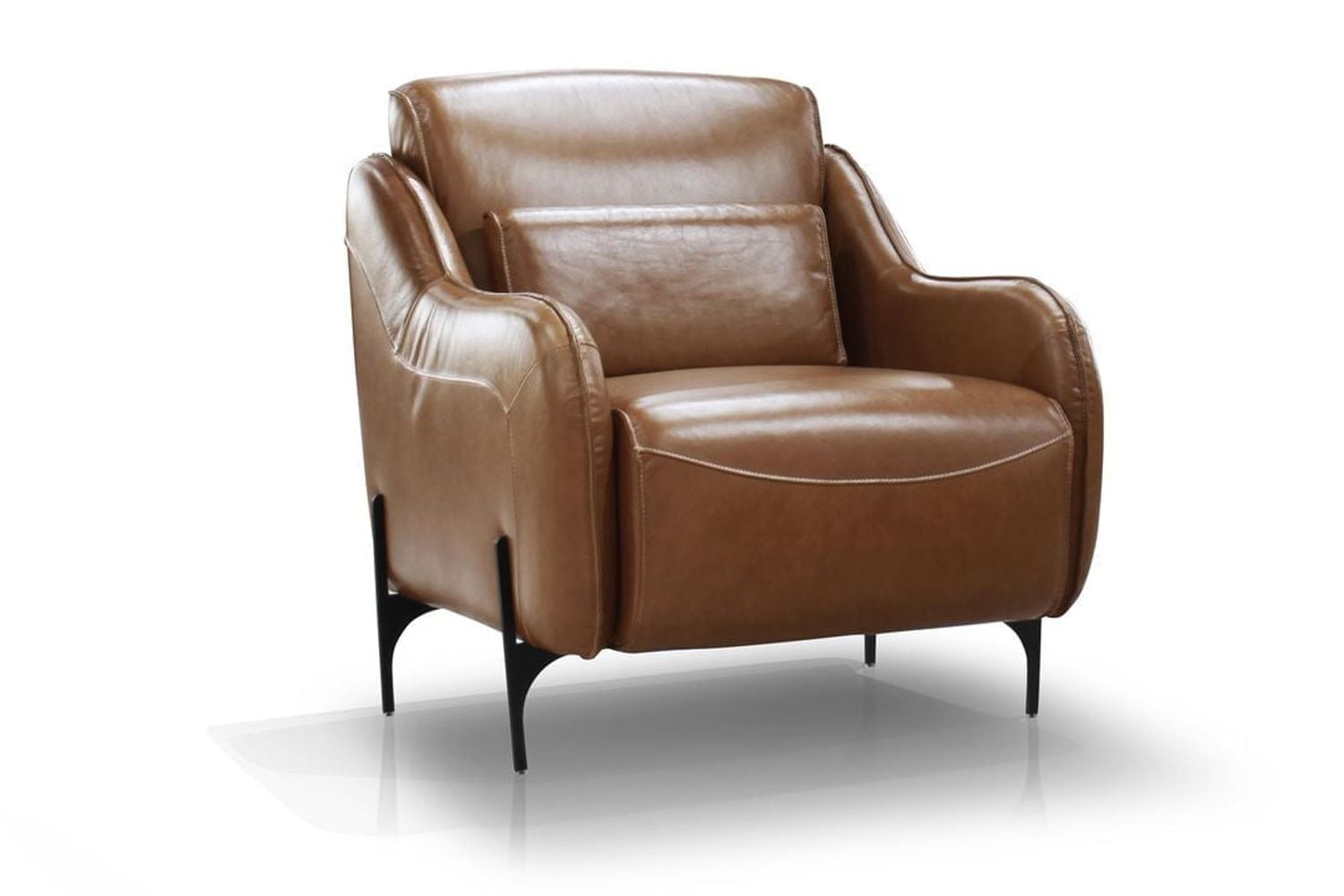 Topline Home Furnishings Fauteuil d'appoint, cuir de grain supérieur capuccino