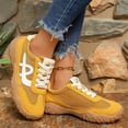 thumbnail image 4 of pwidon Women's Trainer Sneakers Mesh Suede Patchwork Lace Up Platform Retro Lightweight Walking Casual Athletic Shoes Yellow 6.5, 4 of 4