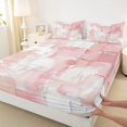 thumbnail image 5 of Manfei Abstract Geometric Block Bed Sheets, Abstract Artwork Fuul Size Sheets, Pink White, Pink Reversible 4pcs1 Flat Sheet + 1 Fitted Sheet + 2 Pillowcases, 5 of 6