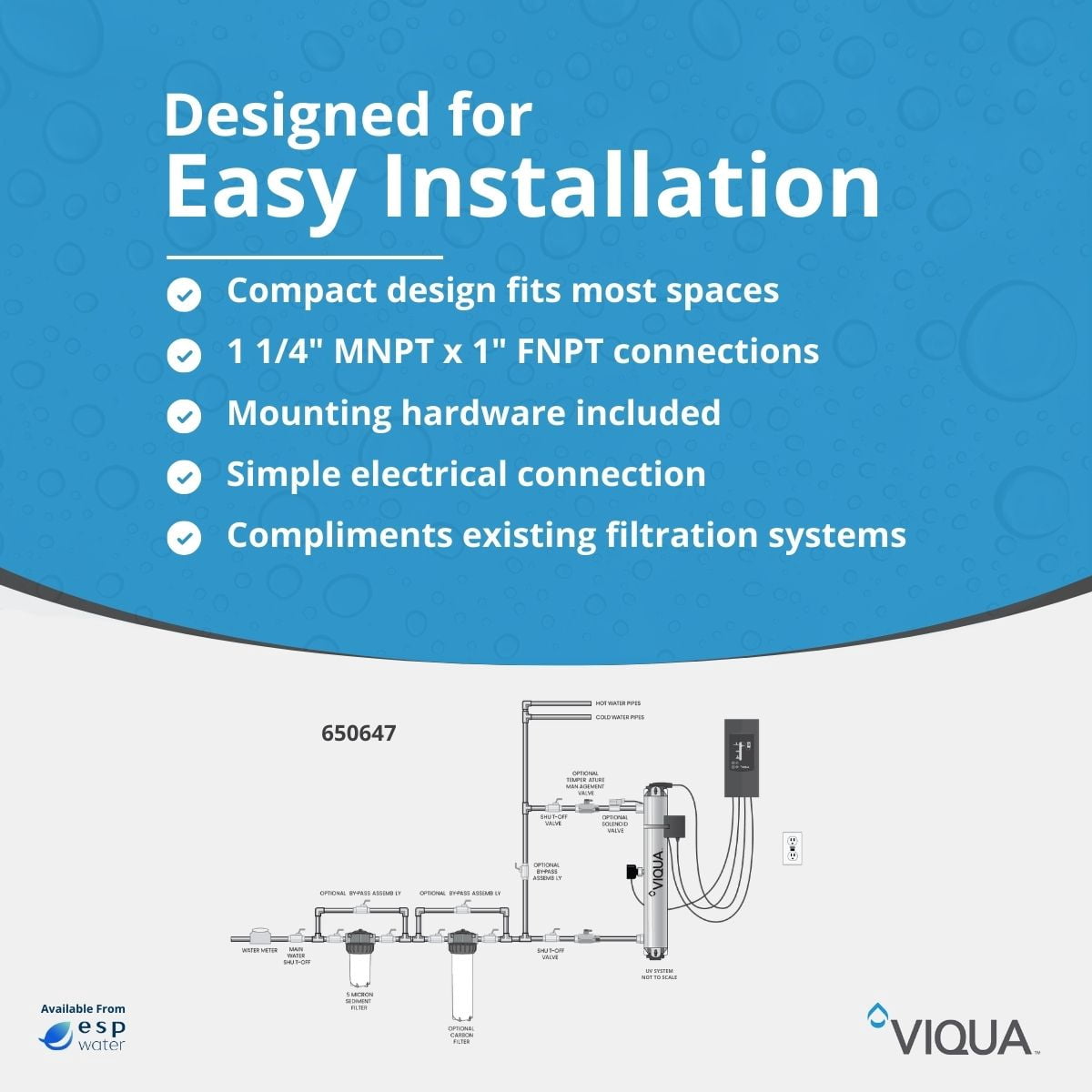 Viqua UV Max Pro10 650647Corded Electric 120 V 140 W Smart Water Heater, 10 lb Capacity with 5 Micron Pre-Filter
